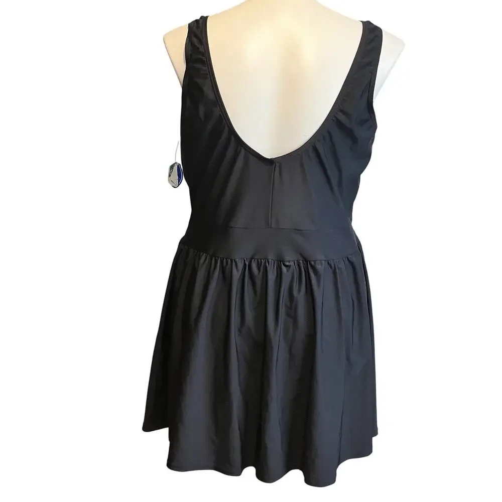 Swimsuits For All Swim Dress Beach Belle Layered Black Swim Dress NWT Size 26